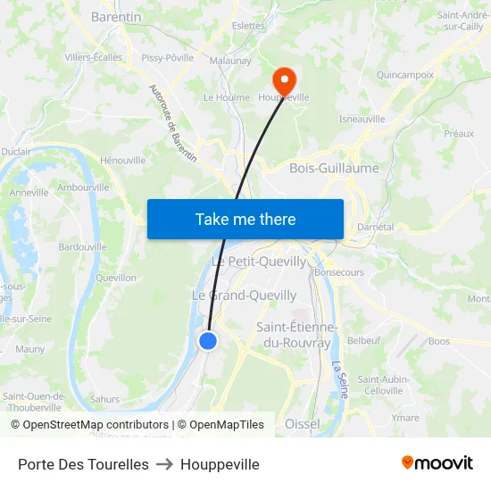 Porte Des Tourelles to Houppeville map