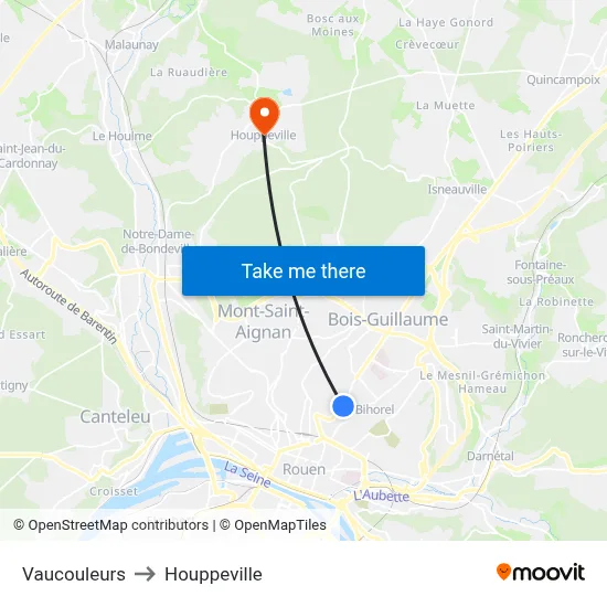 Vaucouleurs to Houppeville map