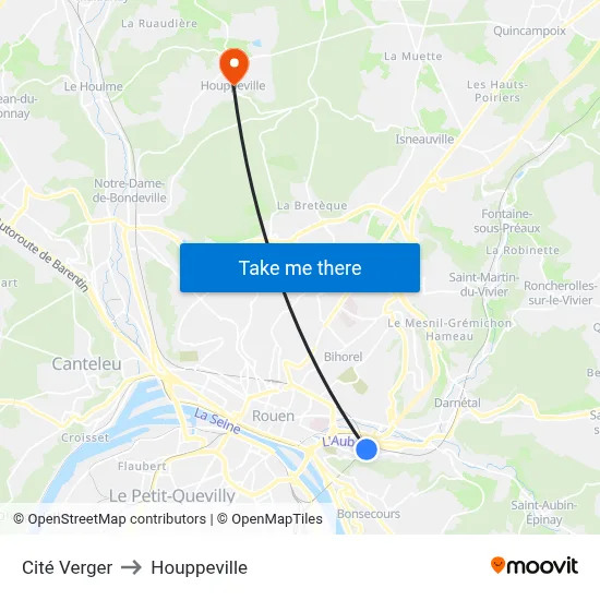 Cité Verger to Houppeville map