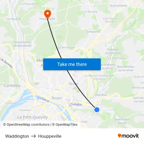 Waddington to Houppeville map