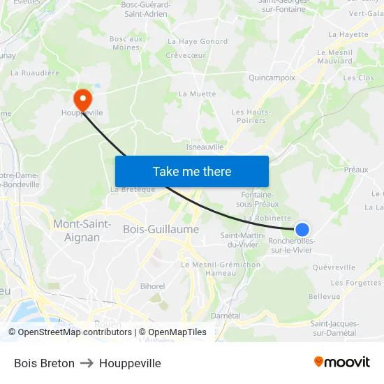 Bois Breton to Houppeville map