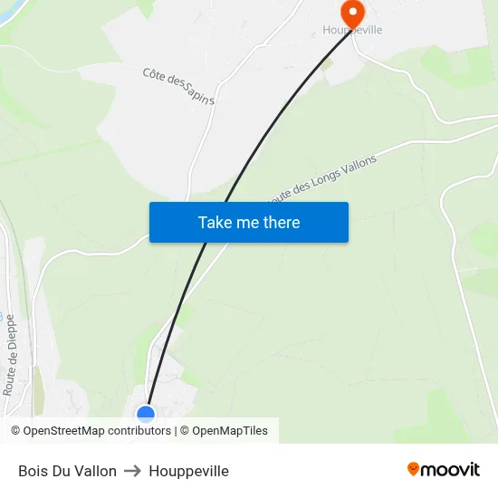 Bois Du Vallon to Houppeville map