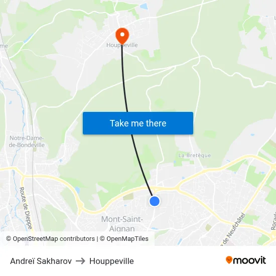 Andreï Sakharov to Houppeville map