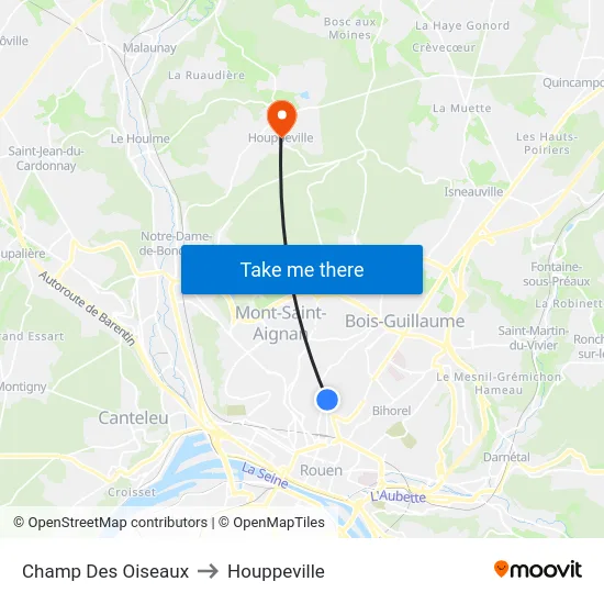 Champ Des Oiseaux to Houppeville map