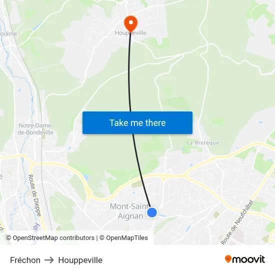 Fréchon to Houppeville map