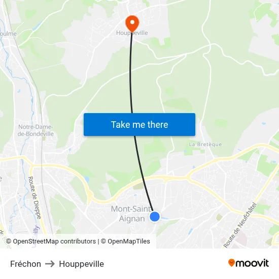 Fréchon to Houppeville map