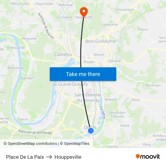 Place De La Paix to Houppeville map
