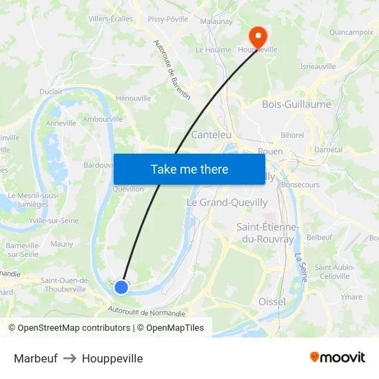 Marbeuf to Houppeville map