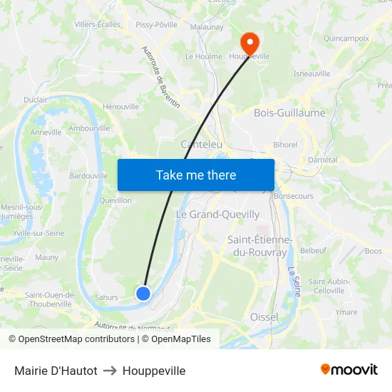 Mairie D'Hautot to Houppeville map