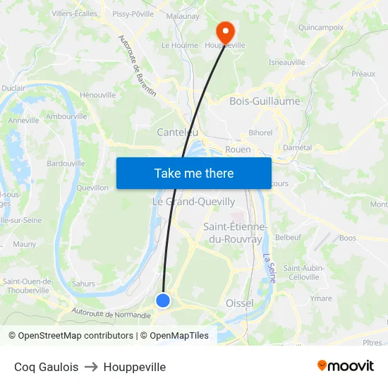 Coq Gaulois to Houppeville map