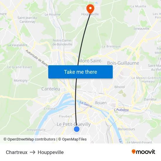 Chartreux to Houppeville map
