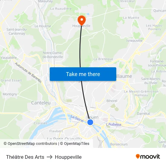 Théâtre Des Arts to Houppeville map
