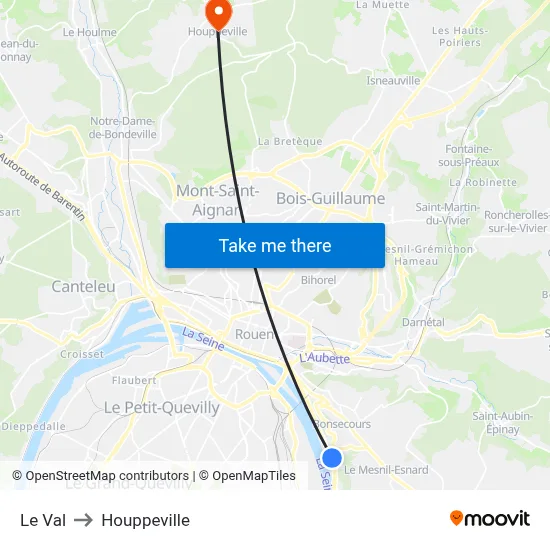 Le Val to Houppeville map