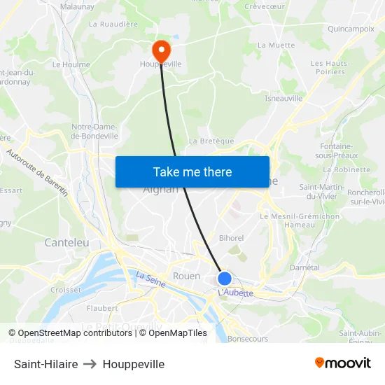 Saint-Hilaire to Houppeville map