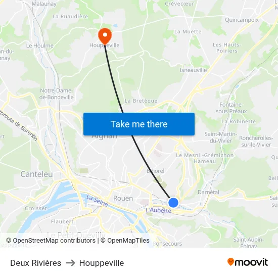 Deux Rivières to Houppeville map