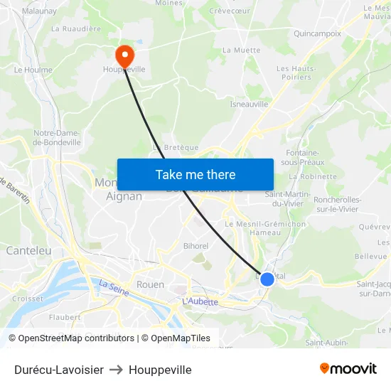 Durécu-Lavoisier to Houppeville map