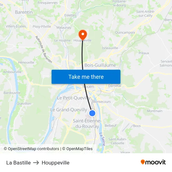 La Bastille to Houppeville map