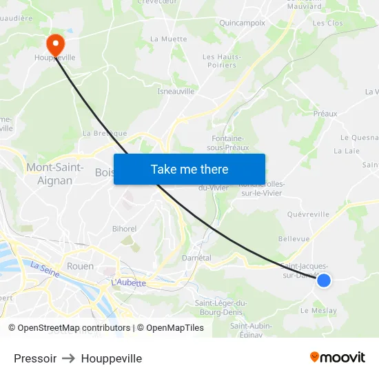 Pressoir to Houppeville map