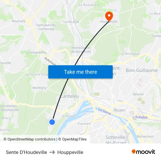 Sente D'Houdeville to Houppeville map