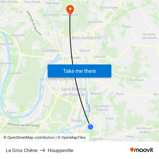 Le Gros Chêne to Houppeville map