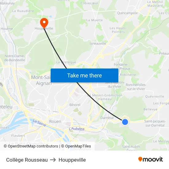 Collège Rousseau to Houppeville map