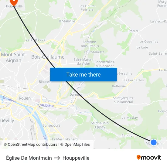 Église De Montmain to Houppeville map