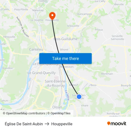 Église De Saint-Aubin to Houppeville map