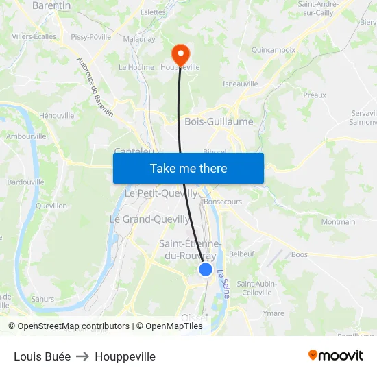 Louis Buée to Houppeville map