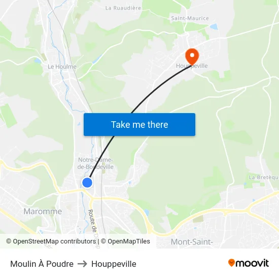 Moulin À Poudre to Houppeville map