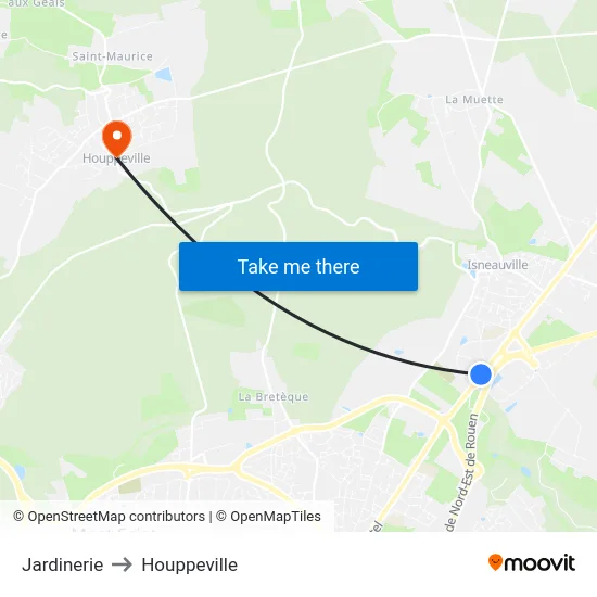 Jardinerie to Houppeville map