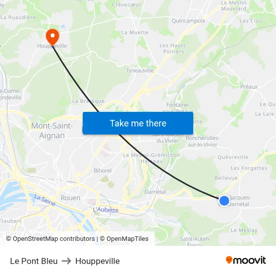 Le Pont Bleu to Houppeville map