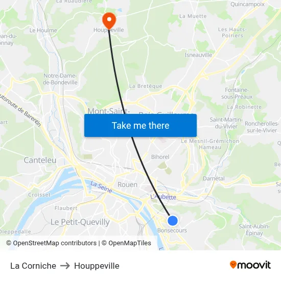 La Corniche to Houppeville map