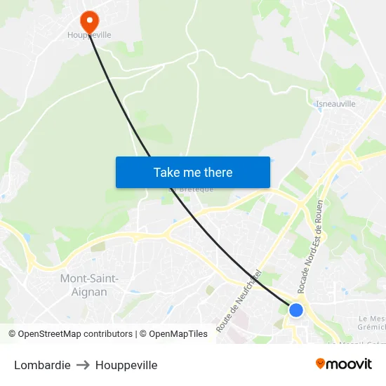 Lombardie to Houppeville map