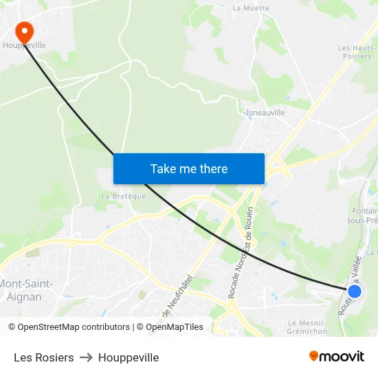 Les Rosiers to Houppeville map