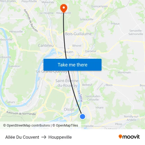 Allée Du Couvent to Houppeville map