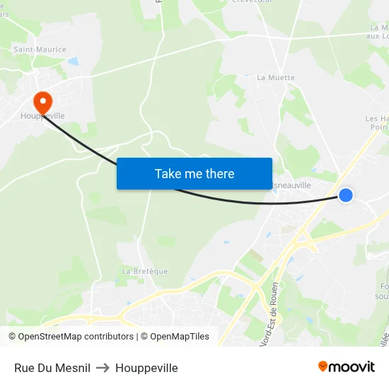 Rue Du Mesnil to Houppeville map