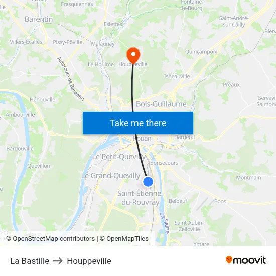 La Bastille to Houppeville map