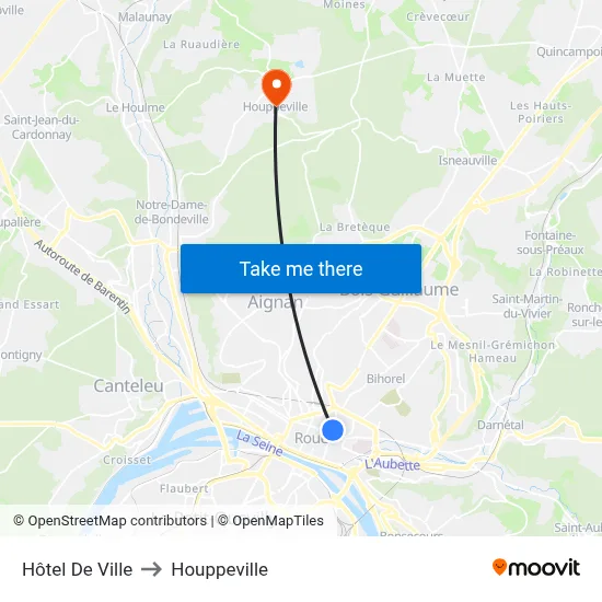 Hôtel De Ville to Houppeville map