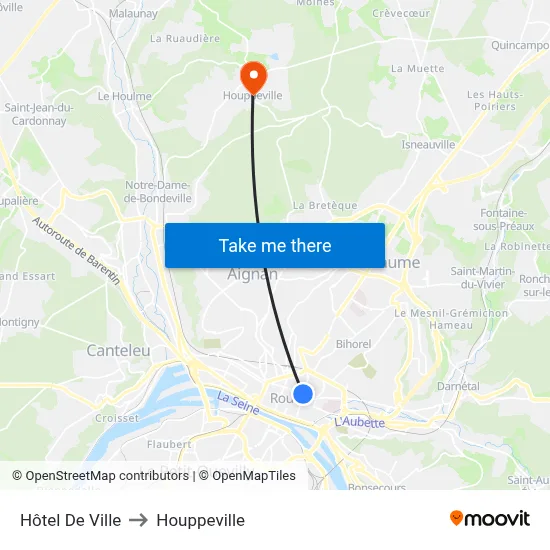 Hôtel De Ville to Houppeville map