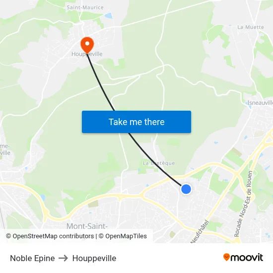 Noble Epine to Houppeville map