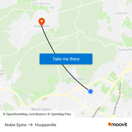 Noble Epine to Houppeville map