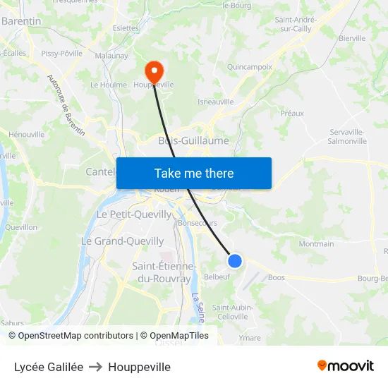 Lycée Galilée to Houppeville map