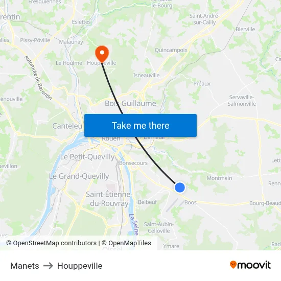 Manets to Houppeville map