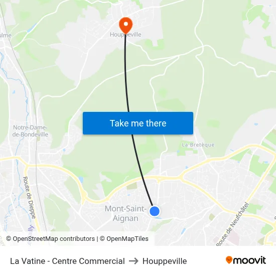 La Vatine - Centre Commercial to Houppeville map