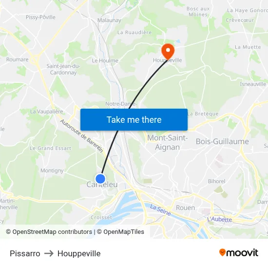 Pissarro to Houppeville map