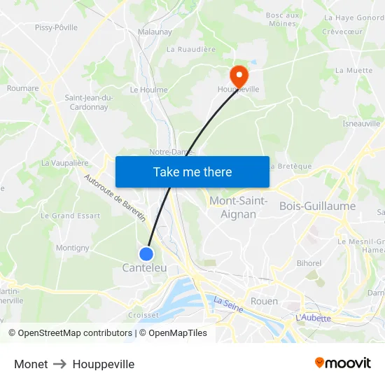 Monet to Houppeville map