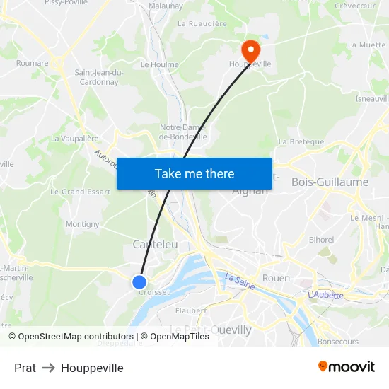 Prat to Houppeville map