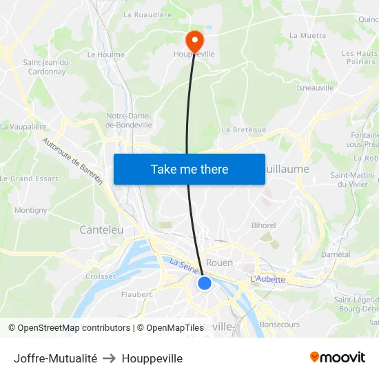 Joffre-Mutualité to Houppeville map