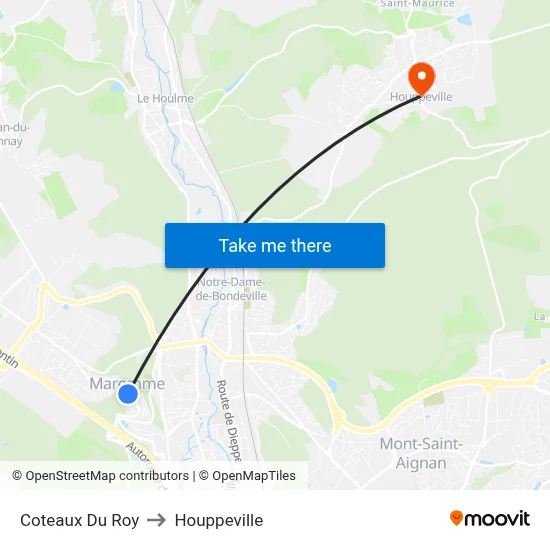 Coteaux Du Roy to Houppeville map