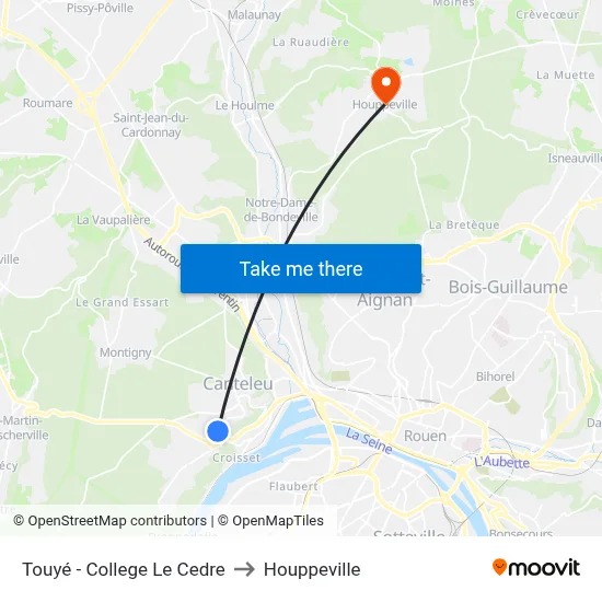 Touyé - College Le Cedre to Houppeville map